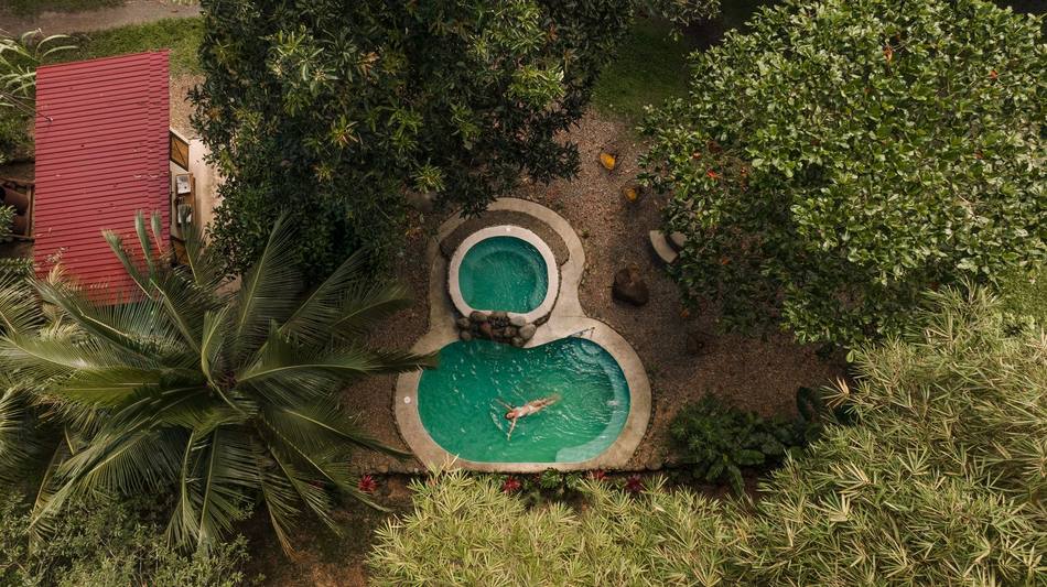 Nature pool and jacuzzi from above