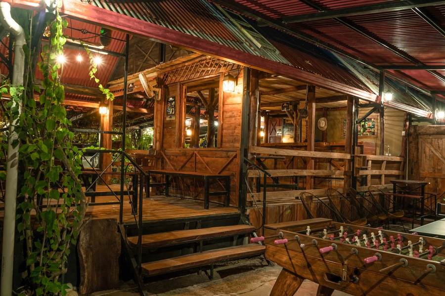 Restaurant deck at night